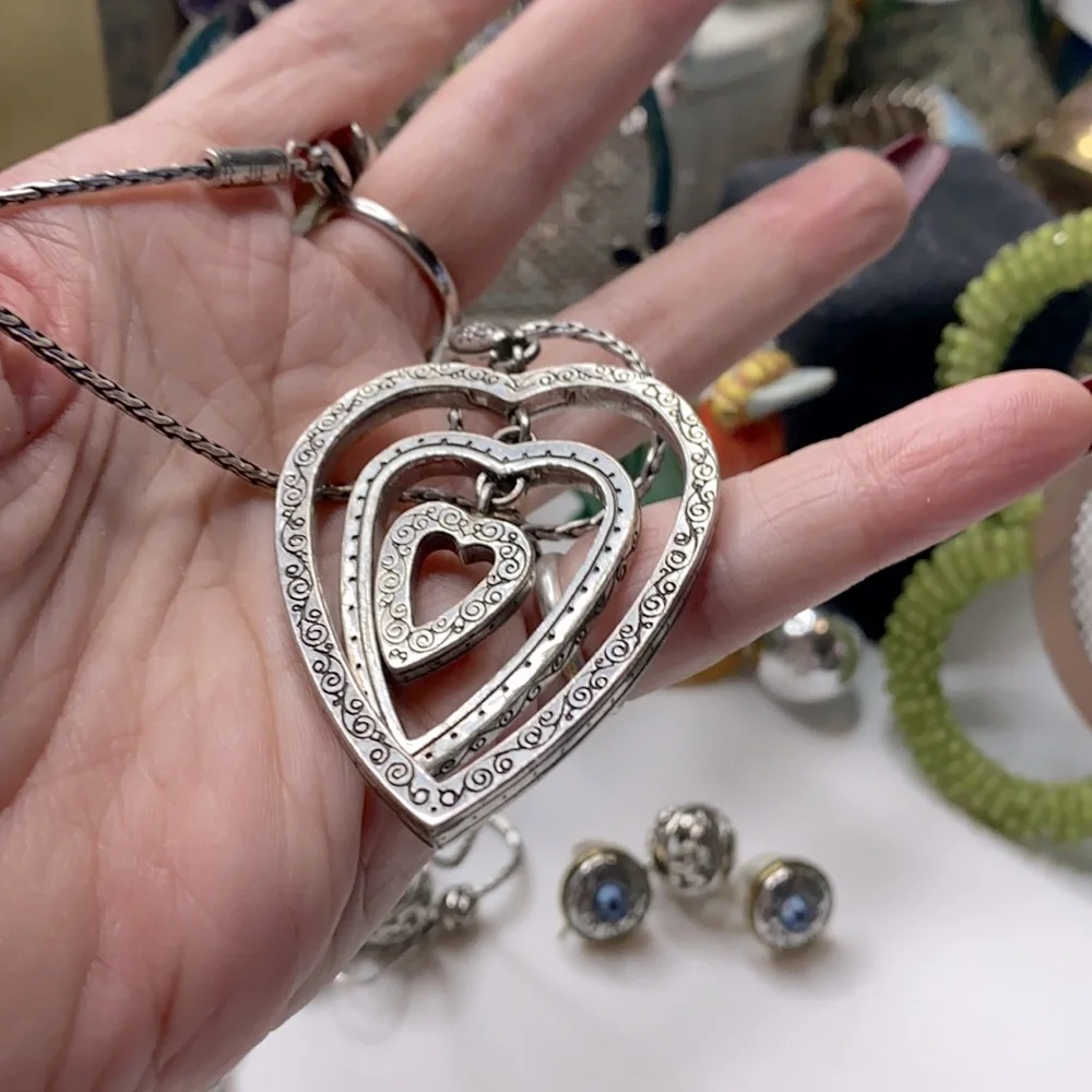 Retired Brighton Triple Open Heart Necklace - Picture 3 of 5